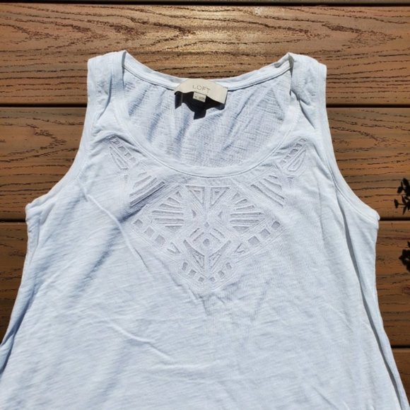 Loft White Tank Top Mesh Cut Out Cotton Shirt Tribal Preppy Boho Bride Casual XS - Picture 7 of 7